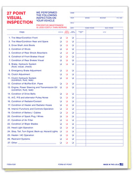 27-Point Vehicle Inspection Form - Gam Enterprises