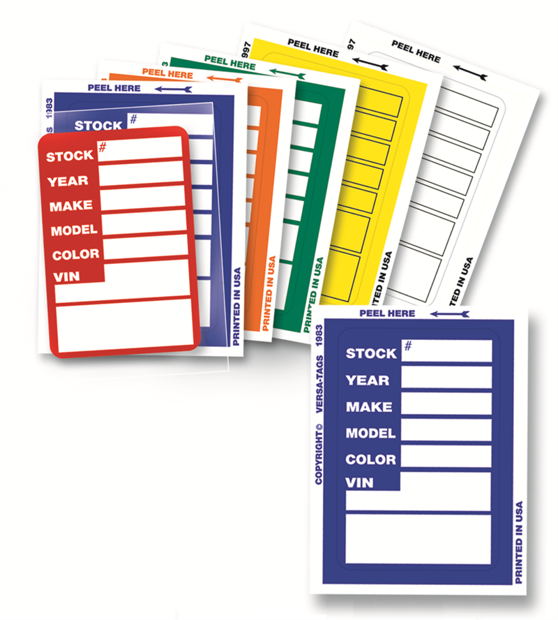 Versa-Tags Kleer-Bak Stock Stickers - Gam Enterprises