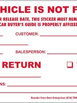 Not For Sale Stickers - Gam Enterprises