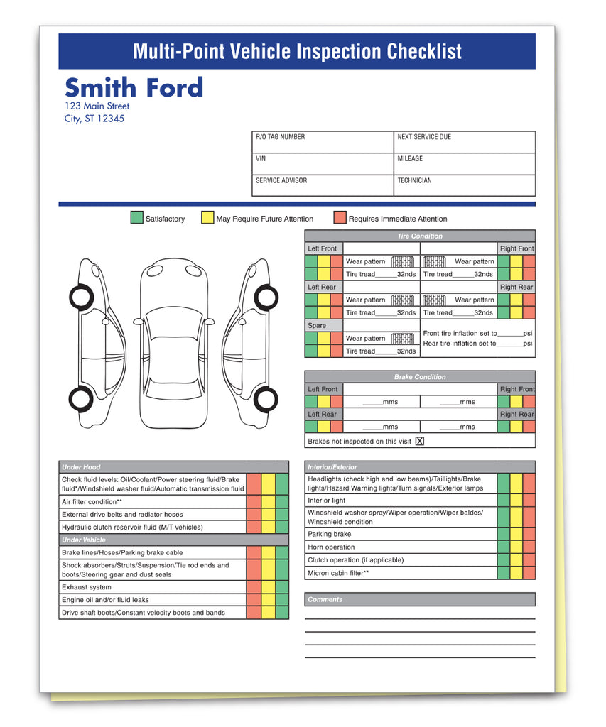 Multi-Point Inspection Forms, Custom | Gam Enterprises