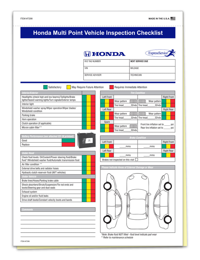 Multi Point Inspection Forms 2 Part Plain Gam Enterprises 3143