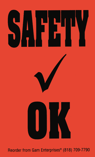 "Safety Check OK" Window Sticker - Gam Enterprises